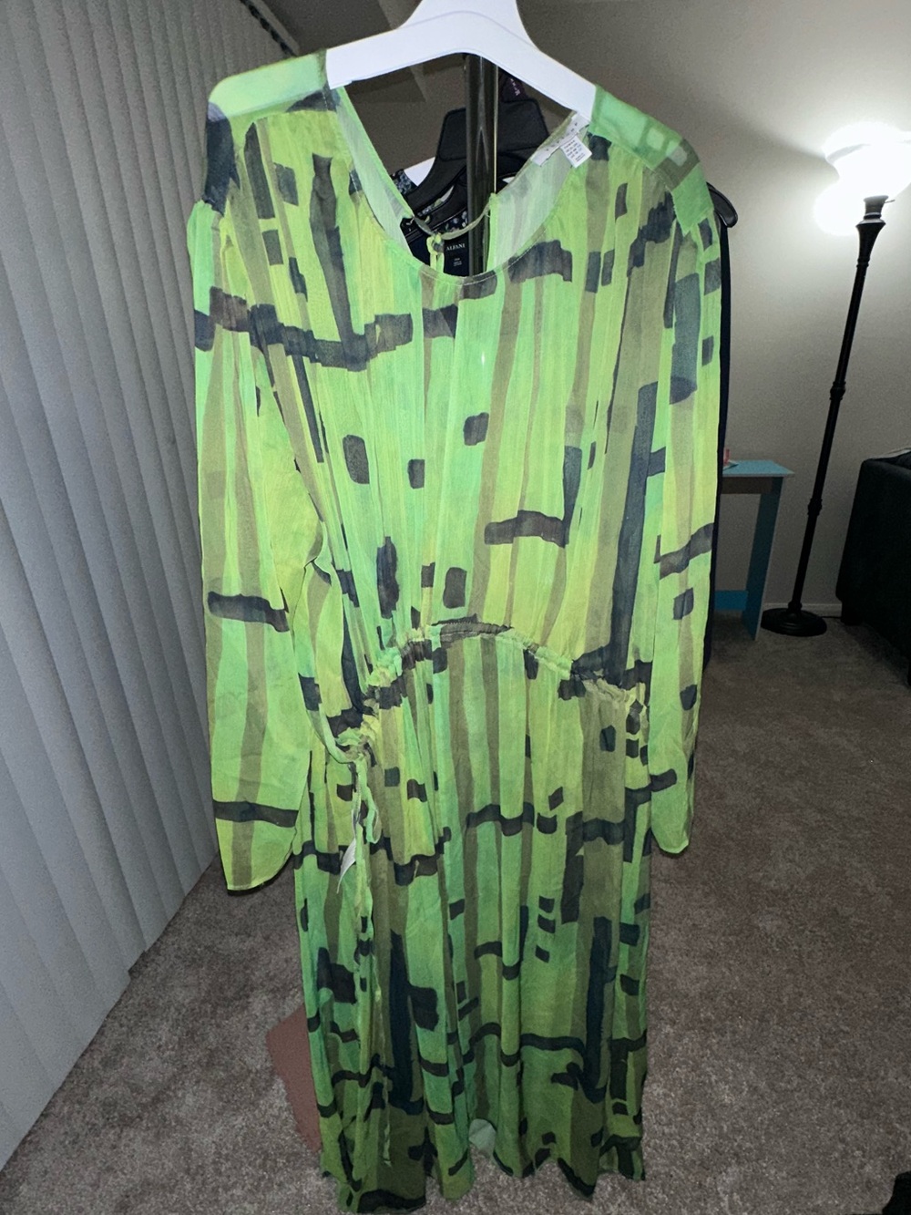 Topshop Lime Green and Dark Green Printed Dress